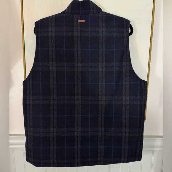 SINGER + SARGENT Wool Blend Fully Lined Blue Black Plaid Puffer Vest Size L - Picture 7 of 8